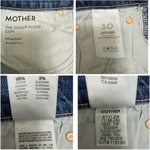 NWT Mother Superior The Dodge Flood Cuff Denim Jean in Toil and Trouble Size 30 - Picture 7 of 9